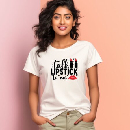 Women's Talk Lipstick To Me Graphics Printed T-Shirt