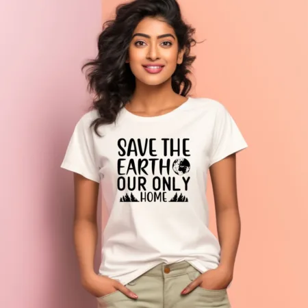 Women's Save The Earth Our Only Home Graphics Printed T-Shirt