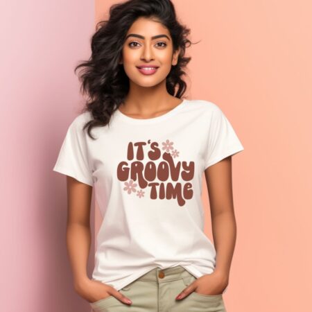 Women's It's Groovy Time Design Printed T-Shirt
