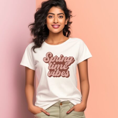 Women's Spring Time Vibes Design Printed T-Shirt