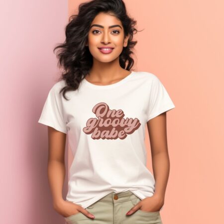 Women's One Groovy Babe Design Printed T-Shirt