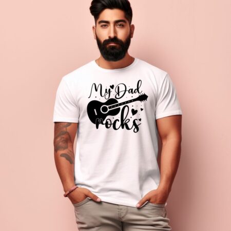 Men's My Dad Rocks Design Printed T-Shirt
