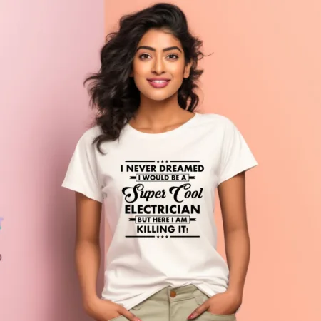 Women's Electrician Graphics Printed T-Shirt