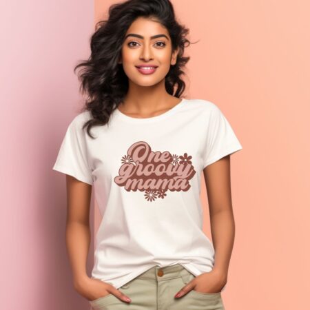 Women's One Groovy Mama Design Printed T-Shirt