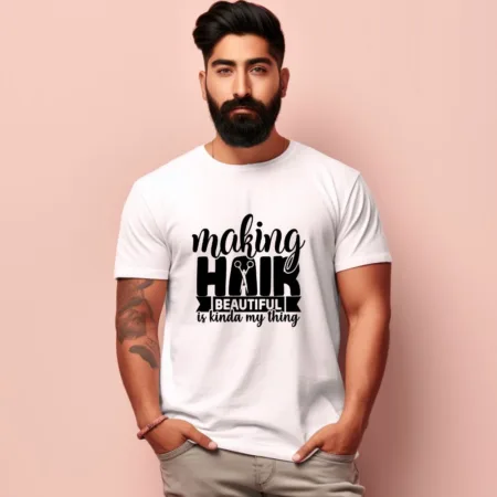 Men's Making Hair Design Printed T-Shirt