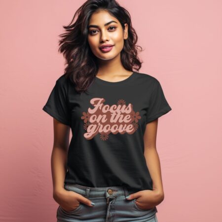 Women's Focus On The Groove Design Printed T-Shirt