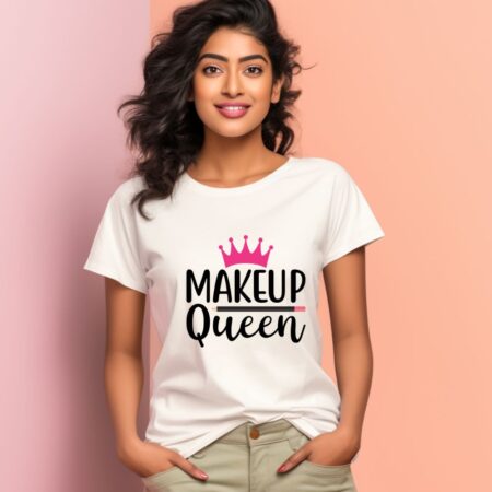 Women's Makeup Queen Design Printed T-Shirt
