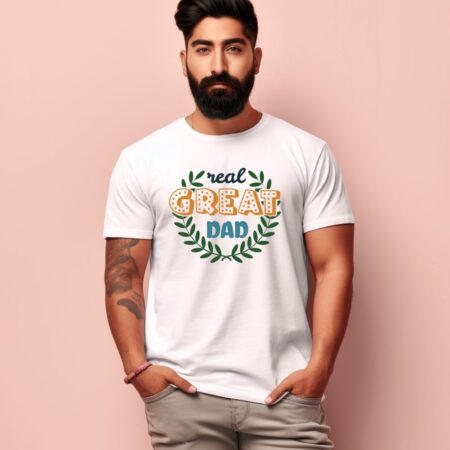 Men's Real Great Dad Design Printed T-Shirt