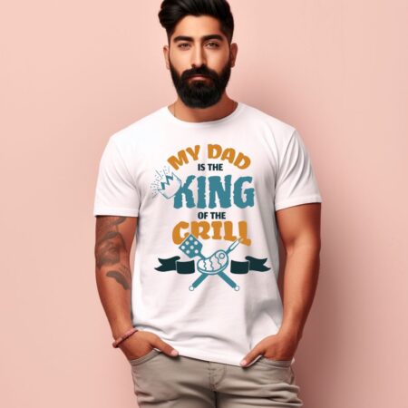 Men's My Dad Is the King Of The Grill Design Printed T-Shirt