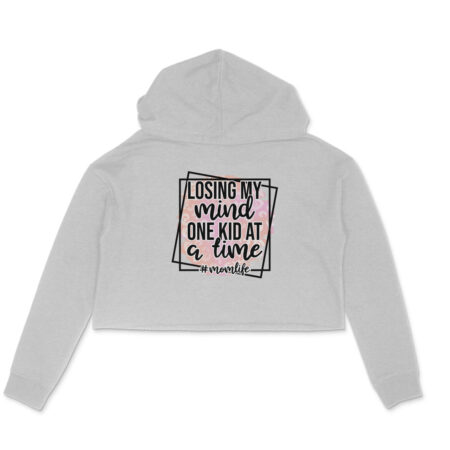 Women's Losing My Mind One Kid At A Time Graphics Printed Crop Hoodies