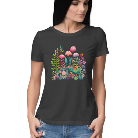 Women's Cute Flower Garden Graphics Printed T-Shirt