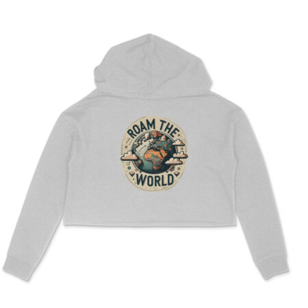 Women's Roam The World Graphics Printed Crop Hoodies