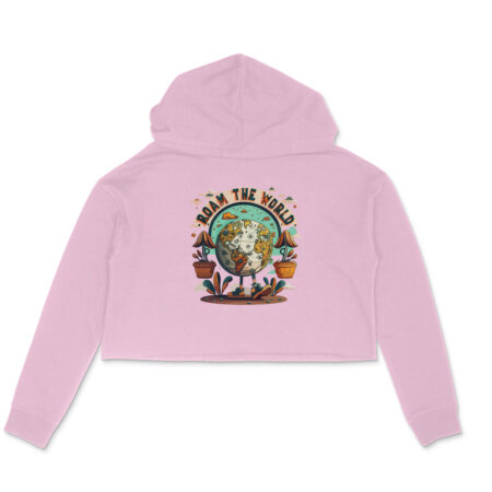 Women's Roam The World Graphics Printed Crop Hoodies