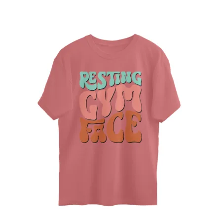 Women's Resting Gym Face Graphics Printed Oversized T-Shirt