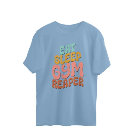Women's Eat Sleep Gym Reaper Graphics Printed Oversized T-Shirt