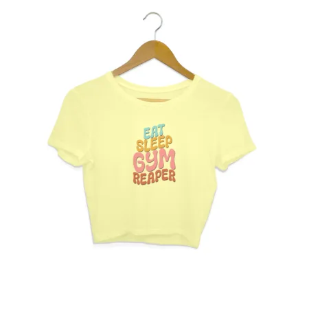 Women's Eat Sleep Gym Reaper Graphics Printed Crop Tops