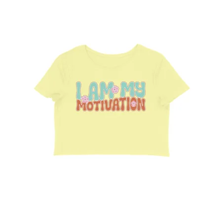 Women's I Am My Motivation Graphics Printed Crop Tops