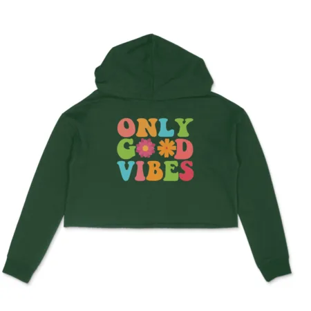 Women's Only Good Vibes Quote Printed Crop Hoodies