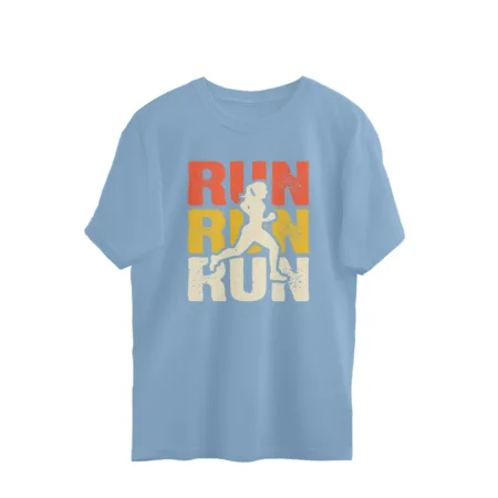 Women's Run Run Run Graphics Printed Oversized T-Shirt