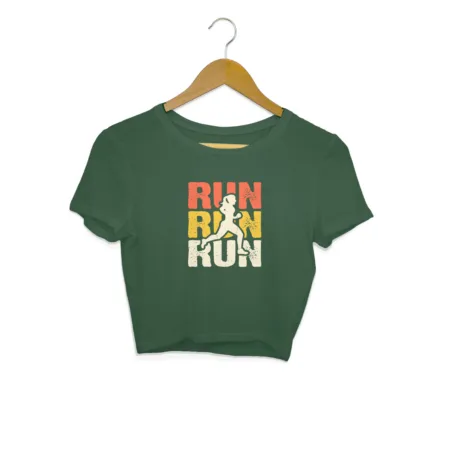 Women's Run Run Run Graphics Printed Crop Tops