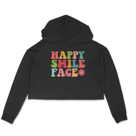 Women's Happy Smile Face Quote Printed Crop Hoodies