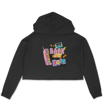 Women's Back To The 90'S Graphics Printed Crop Hoodies