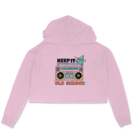 Women's Keep It 90'S Old School Graphics Printed Crop Hoodies
