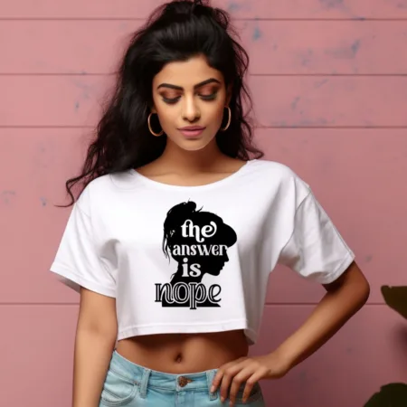 Women's The Answer Is Nope Graphics Printed Crop Tops