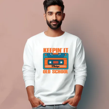 Men's Keepin' IT Old School Quote Printed Full Sleeve T Shirt