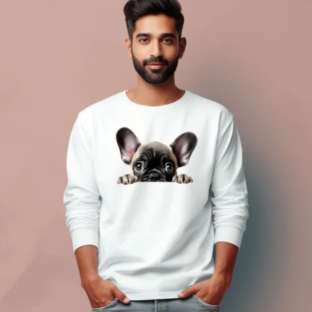 Men's French Bulldog Quote Printed Full Sleeve T Shirt