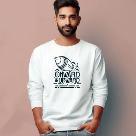 Men's Onward & Upward Quote Printed Full Sleeve T Shirt