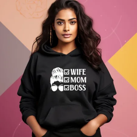Women's Wife Mom Boss Graphics Printed Hoodies