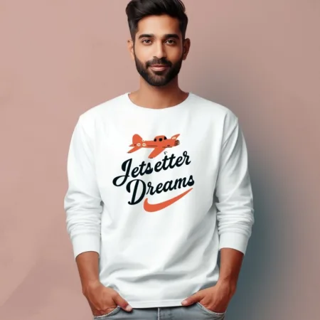 Men's Jetsetter Dreams Quote Printed Full Sleeve T Shirt