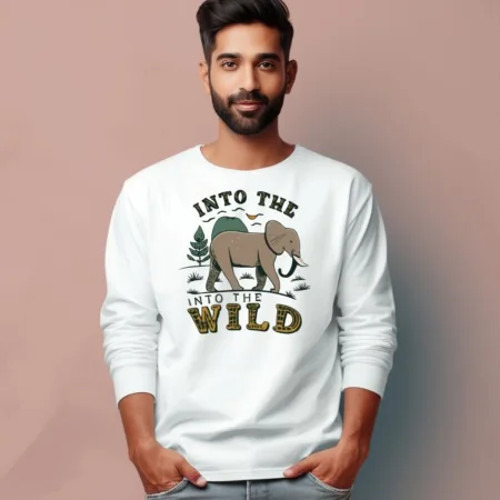 Men's Into The Wild Quote Printed Full Sleeve T Shirt