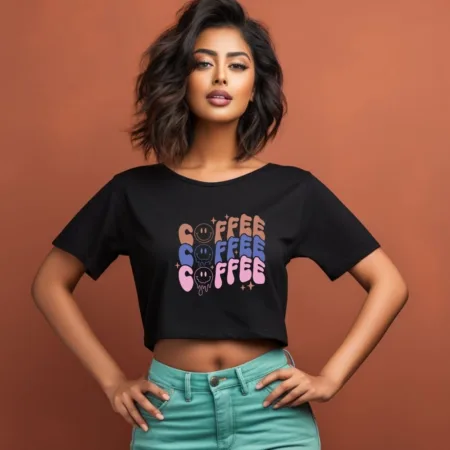 Women's Coffee Graphics Printed Crop Tops