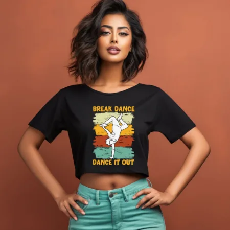 Women's Break Dance Dance It Out Graphics Printed Crop Tops
