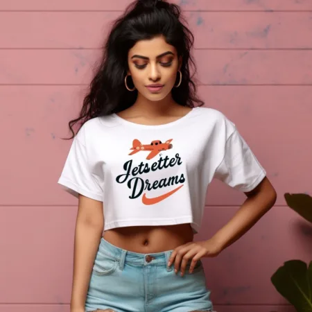 Women's Jetsetter Dreams Graphics Printed Crop Tops