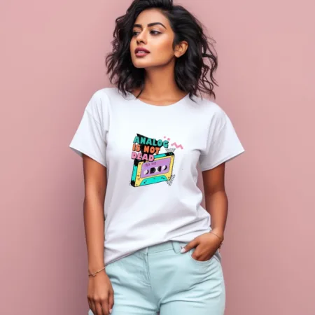 Women's Analog is not Dead Graphics Printed T-Shirt