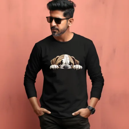 Men's Bulldog Quote Printed Full Sleeve T Shirt