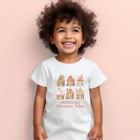 Toddler's Gingerbread Kisses & Christmas Wishes Graphics Printed T-Shirt