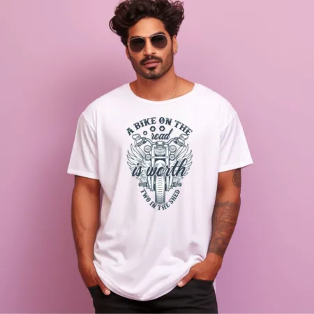 Men's A Bike On The Road Is Worth Two In The Shed Design Printed Oversized T-Shirt