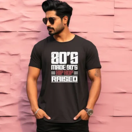 Men's 80's Made 90's Hip Hop Raised Design Printed T-Shirt