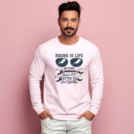 Men's Racino Is Life Anything Before Or After Is Just Waiting Graphics Printed Sweatshirts