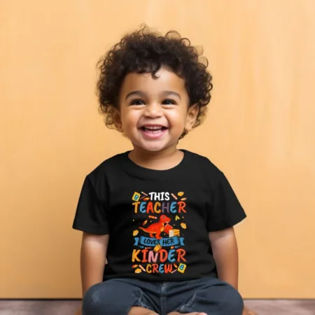 Toddler's This Teacher Love Her Kinder crew Graphics Printed T-Shirt