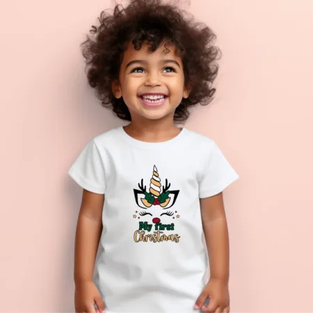 Toddler's My Frist Christmas Unicorn Graphics Printed T-Shirt