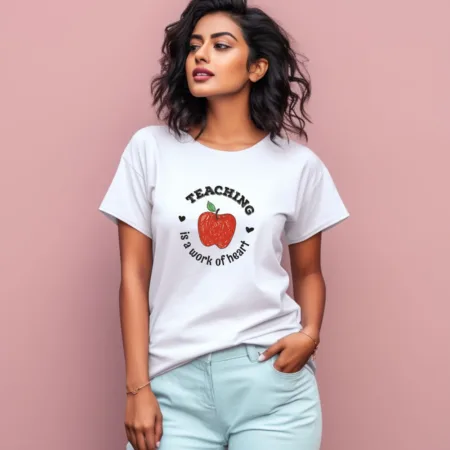 Women's Teaching is a Work of Heart Graphics Printed T-Shirt