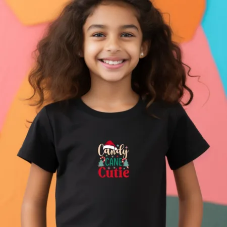 Kid's Candy Cane Cutie Graphics Printed T-Shirt