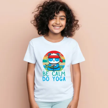 Kid's Be Clam Do Yoga Graphics Printed T-Shirt