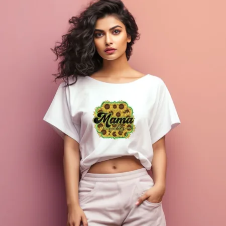 Women's Mama Vibes Graphics Printed Oversized T-Shirt