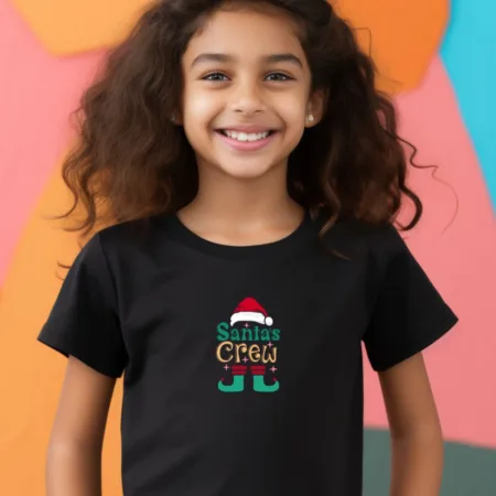 Kid's Santa's Crew Cute Graphics Printed T-Shirt